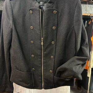 H&M Black Fitted Blazer with Military-Inspired Design